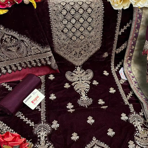神话般的图案新款时尚外观天鹅绒面料免费尺寸高品质设计师Salwar Kameez批发价