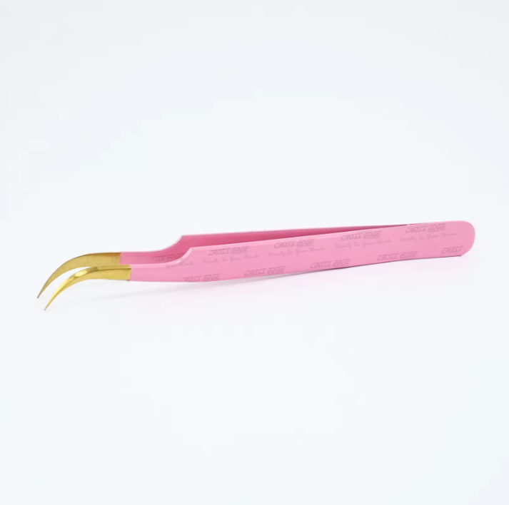 Pince à épiler courbée rose clair