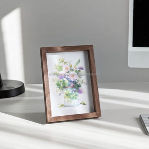 Ahşap tahıl resim çerçevesi kahverengi fotoğraf çerçevesi duvar ve kalem teşhir rafı boyutları için 4x6 5x7 6x8 ve 8x10 pleksiglas kapaklı - Product Image 5