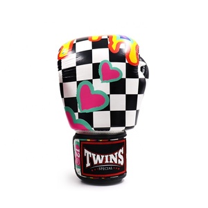 New Latest <strong>Design</strong> Printed Twins <strong>Hook</strong> and <strong>Loop</strong> Professional Boxing Gloves <strong>Custom</strong> Logo Muay Thai Training Gear Cowhide Leather - Product Image 4
