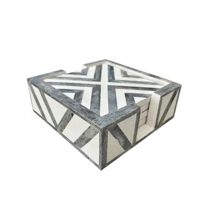 Modern 4-Piece özelleştirilebilir Logo ahşap bardak altlığı seti yüksek kaliteli kemik kakma tasarım çay ve sehpa kullanımı için hindistan - Product Image 1