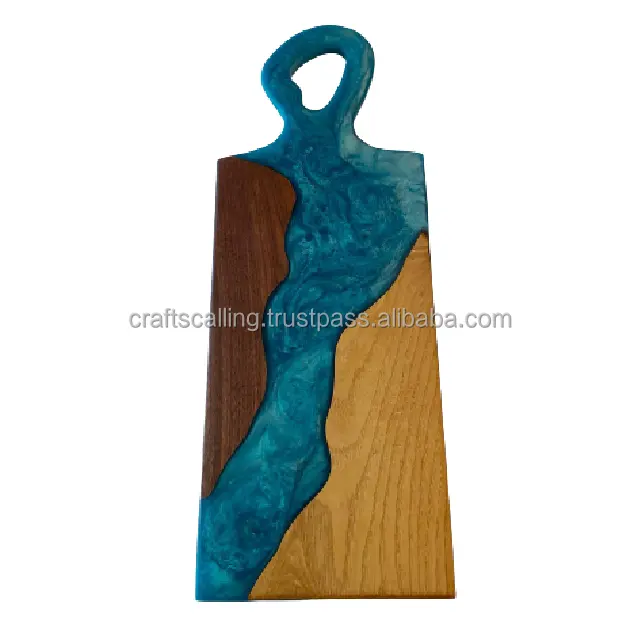 Tablero de Challah de resina y color de madera natural Diseño de tablero de resina epoxi Forma rectangular Tabla de cortar grande de Crafts Calling