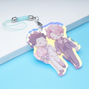 Vendita calda Glitter acrilico Charm a resina epossidica il tuo Design ologramma Shaker portachiavi portachiavi per telefono all'ingrosso Standee - Product Image 1