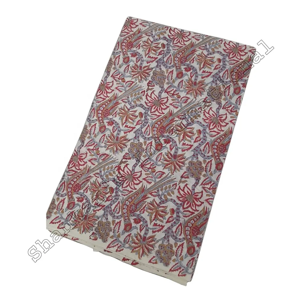 MSCF004 tessuto di cotone fatto a mano all'ingrosso stampa a blocchi di cotone tessuto stampato abbigliamento a mano blocco Jaipuri Sanganeri