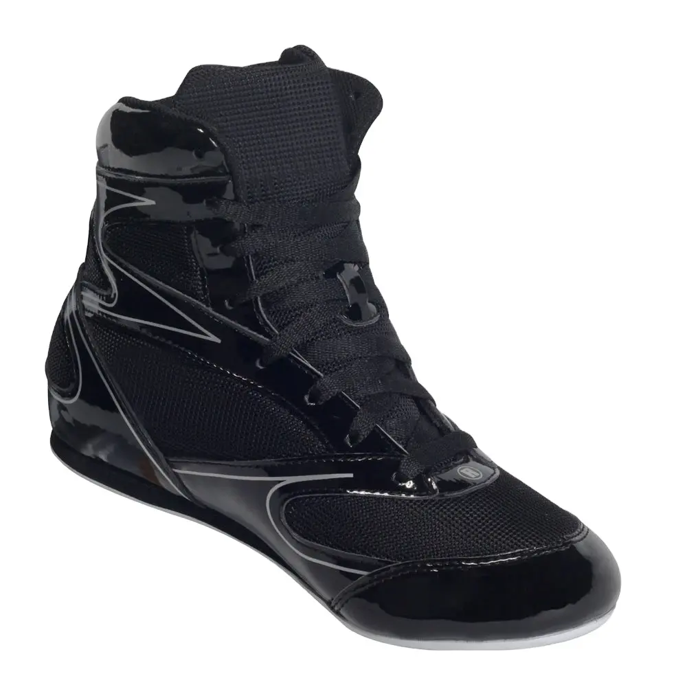 Chaussures longues de boxe d'équipement de boxe de qualité supérieure Bottes de boxe supérieures Chaussures sur mesure Noir de qualité supérieure
