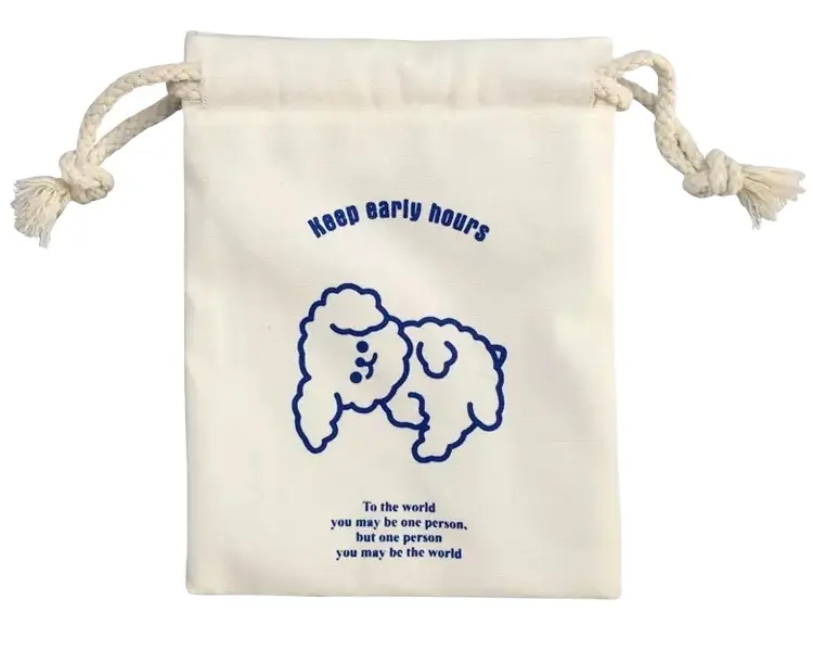 حقيبة من الغبار القطني حقيبة برباط مخصصة مطبوع عليها شعار حقائب غبار قطنية