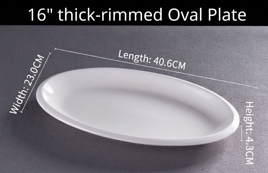 16" thick-rimmed oval Plate