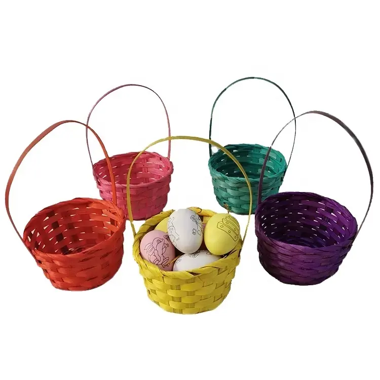 Cesta de bambú de Pascua hecha a mano para decoración de bodas, juguete pequeño de exhibición colorida para regalos, manualidades de Japón y Duy, el más vendido de Vietnam