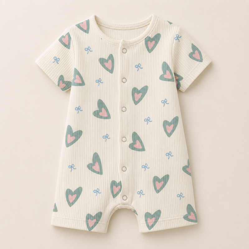 White with heart print
