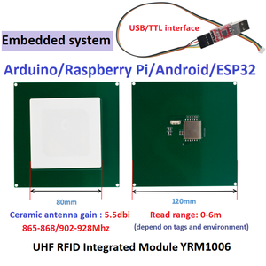 Módulo lector RFID UHF integrado con interfaz USB | Rango de lectura de 1 a 2m | Compatible con Raspberry Pi, Android SDK e integración IoT