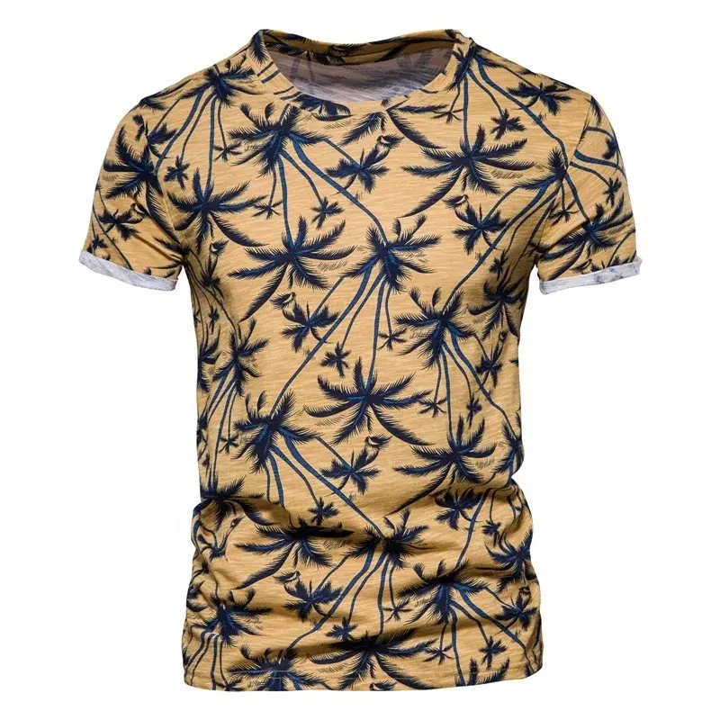 T-shirts Men O-neck Casual High Quality Beach Mens T Shirt New Summer 100% Cotton Printed Top Tees Men