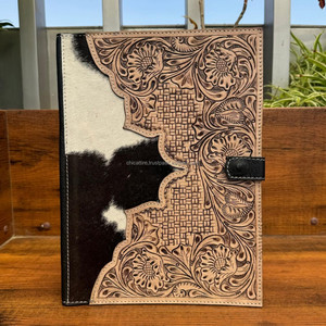 In Stock <strong>A4</strong> Hand Tooled Leather Business Portfolio <strong>Conference</strong> File <strong>Folders</strong> Manufacture Cowhide Organizer Agenda <strong>Notepad</strong> Covers