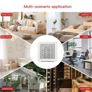 Fábrica Tuya Wifi Pantalla LCD Temperatura interior Humedad Sensor de humo con Bluetooth Material plástico OEM/ODM Compatible - Product Image 5