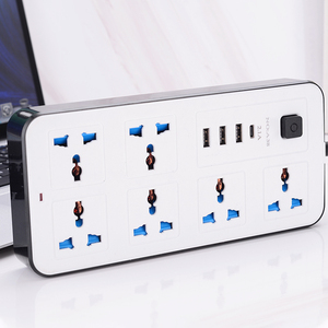 Enchufe eléctrico de 6 vías y regleta de extensión de 3 USB con tomas de cobre de 10A para uso en el hogar y la Oficina, compatible con estándares US EU AU CN
