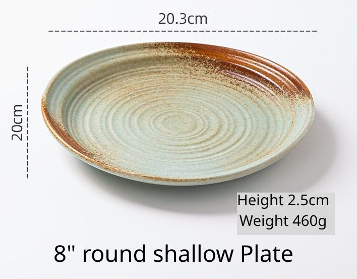 Assiette ronde peu profonde de 8 pouces