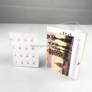 Bán Buôn Đơn Giản Rõ Ràng Acrylic Lịch Chủ Đứng Mini V Hình Dạng Tam Giác Cong Bảng Máy Tính Để Bàn Lịch Đứng - Product Image 3