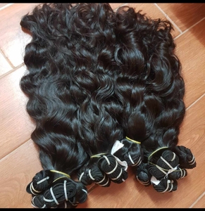 Economical <strong>Price</strong> 100% High Quality Raw Virgin Indian Hair <strong>One</strong> Donor Bundle with Cuticles Aligned Double Drawn Natural Wave Style