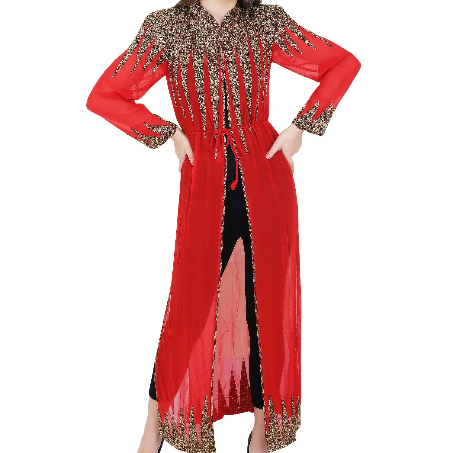 Vestido Abaya musulmán para todas las estaciones, ropa de manga larga, largo hasta el suelo, Abaya turca para mujer, cárdigan para fiesta, trabajo manual, nuevo