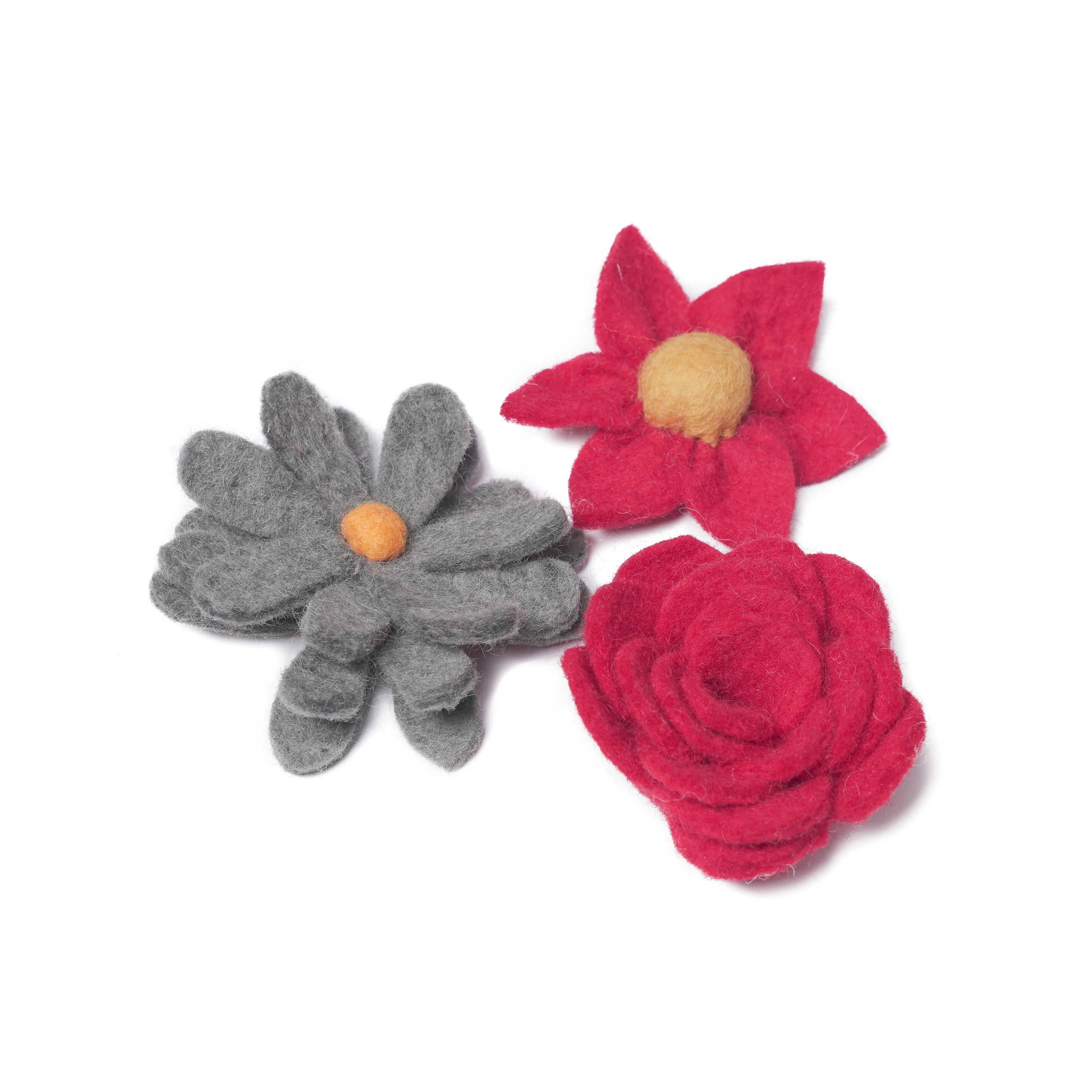 Vilten Bloemen Decoraties Merino Wol Kerst Decors Kunstmatige Rozen Groothandel Handgemaakte Gestanst Vilt Bloemen