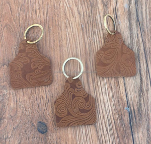 Chaveiros em couro com estampa floral, chaveiros de couro genuíno personalizados em forma única e estilo ocidental, feitos à mão
