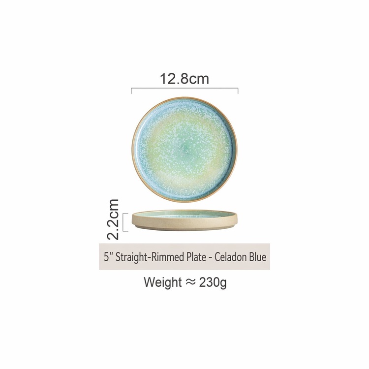 5 pouces rond bleu céladon