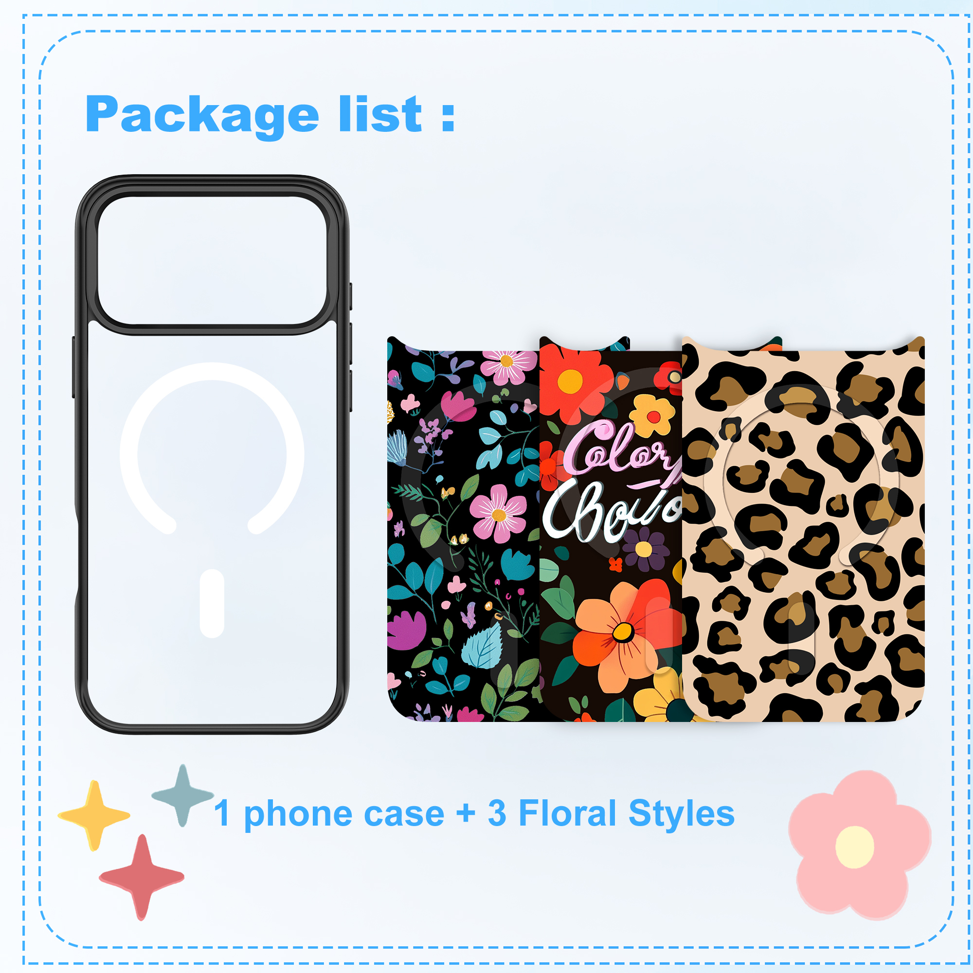 Base Shell + 3pcs Replaceable Back Panels