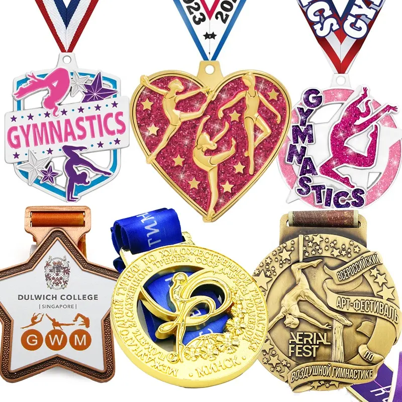 Medalla de aleación de zinc de diseño personalizado, medallas 3D de impresión UV, medallas de Metal para gimnasia, porristas, club de baile