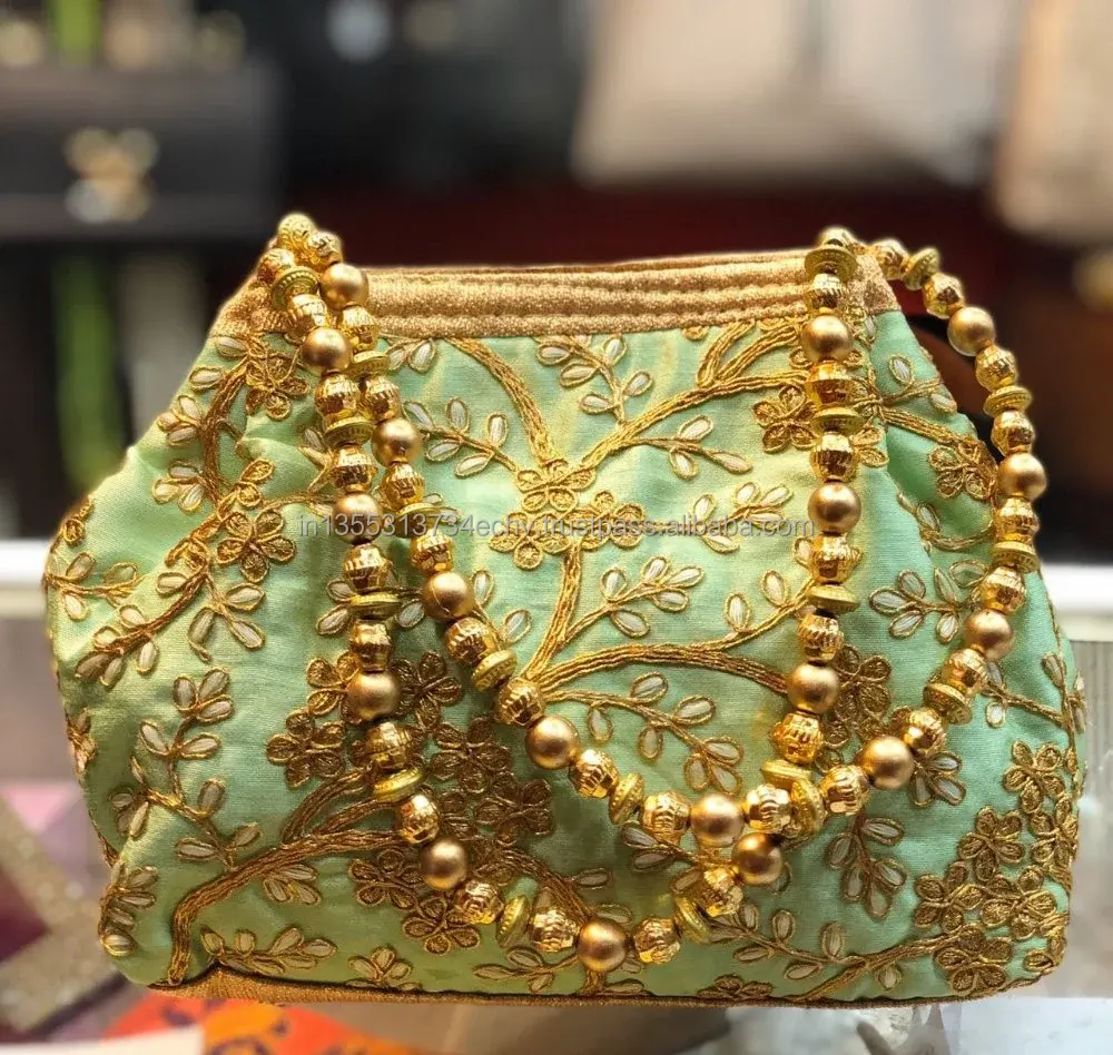 Indian Handmade Multi Color Embroidery Silk Handbag Party Wear Purse Return Gift Evening Bag