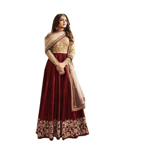 Traje bordado tipo Anarkali para mujer, ropa de diseño exclusivo con bordado de lujo, estilo Islámico Indio