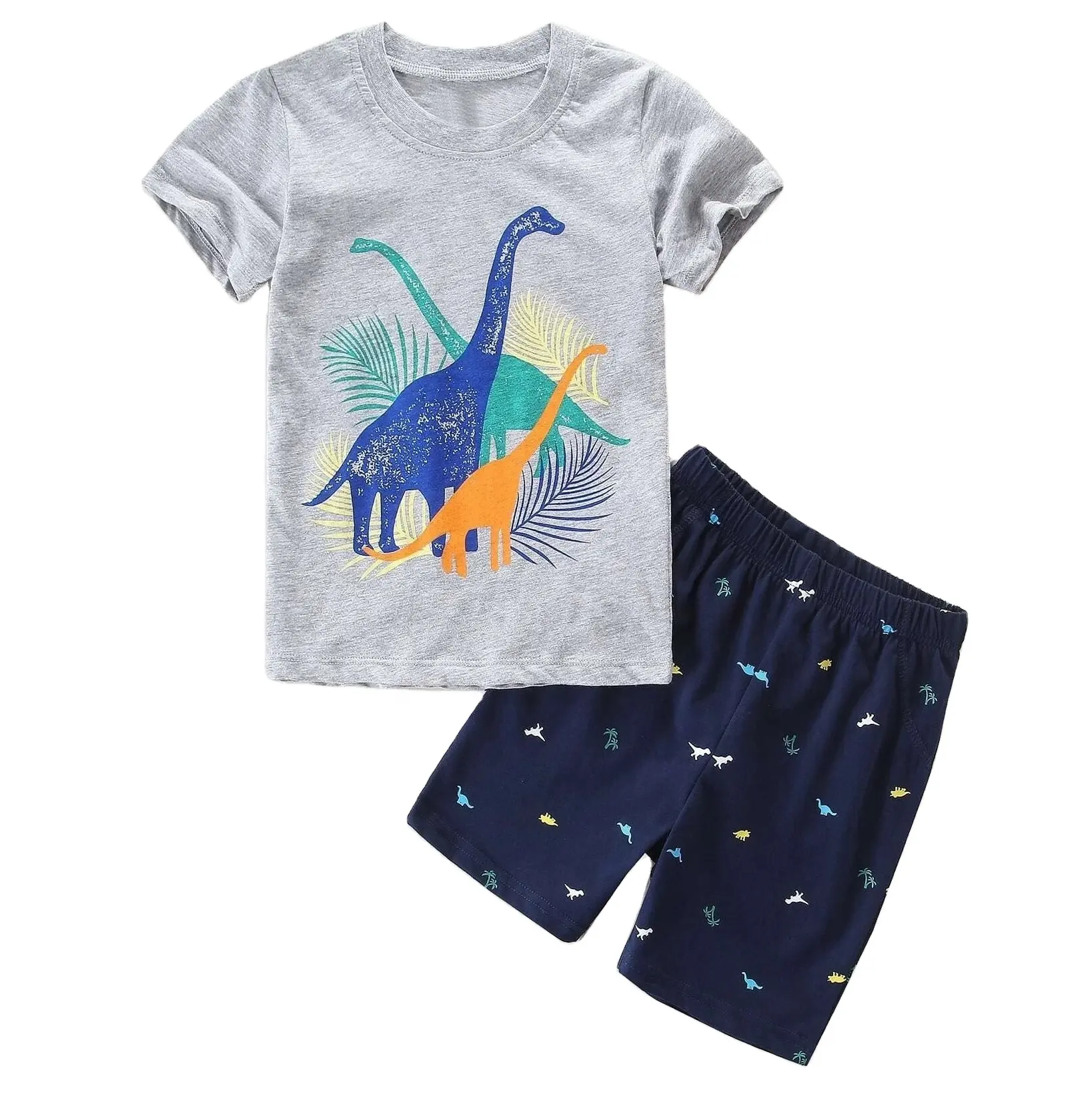 Ensemble de vêtements pour enfants,, avec motifs imprimés, personnalisé, étiquette privée, tenue décontractée pour bébés garçons, pour l'été