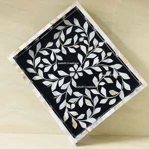 Paspas kakma siyah ve beyaz fas desen anne ev mutfak ve yemek masası için inci servis tepsisi - Product Image 4