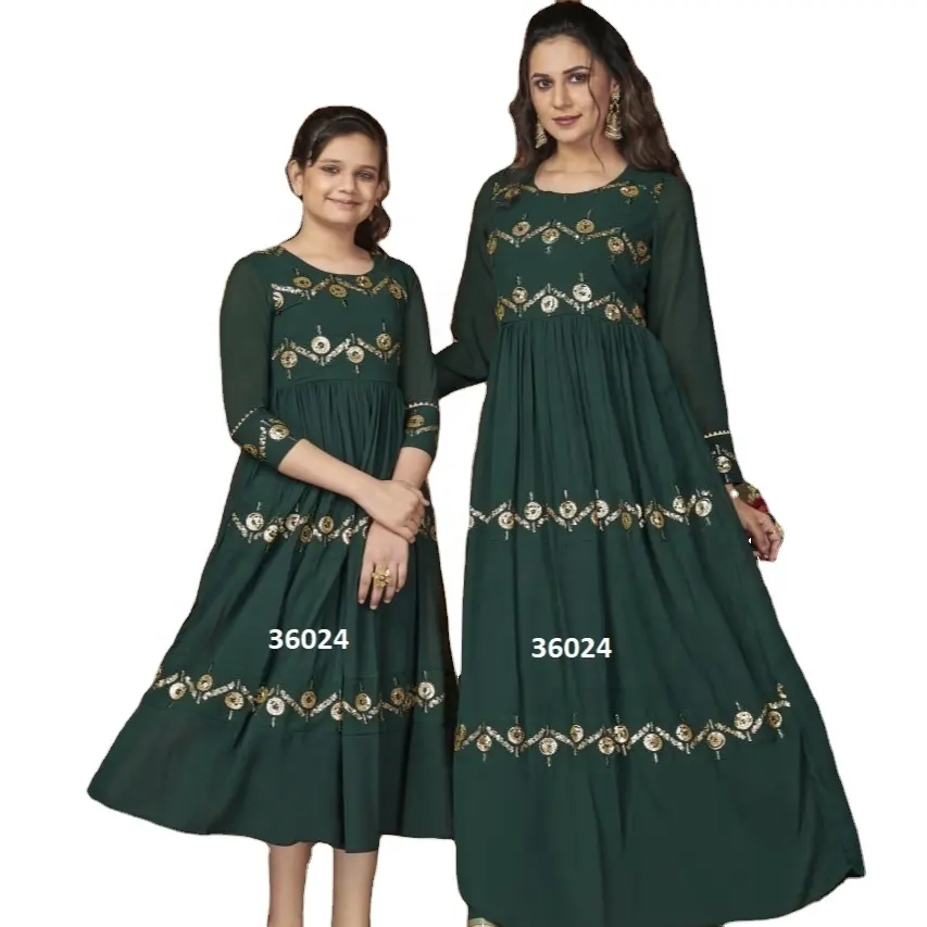 2023 Múmia E Filha Anarkali Vestido Longo Kurti Estilo De Vestido Extravagante para Uso Diário Coleção De Roupas Para A Temporada De Verão