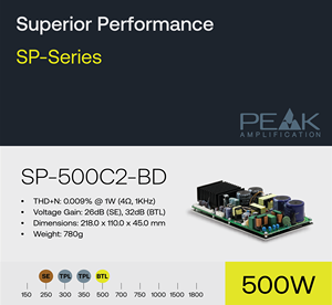Hi-Z/düşük-z modu ile kanal sınıfı D amplifikatör modülü başına iki kanal, 250 W / 4 Ω - Product Image 2