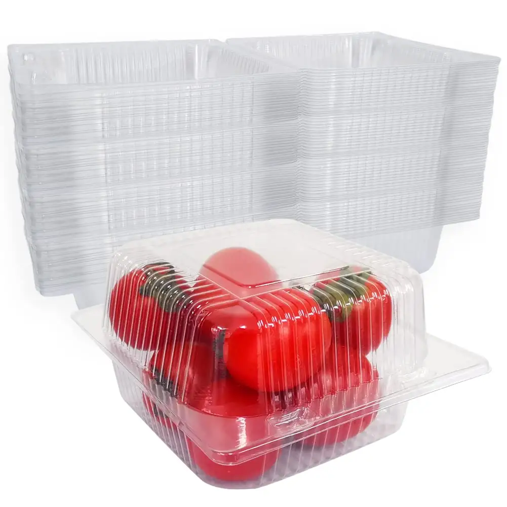 Contenedor de alimentos transparente personalizado para mascotas, caja de embalaje de plástico desechable para frutas y verduras, lichi y cereza