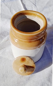 Seramik küçük mini taş eşya kavanoz depolama servis turşu, tuz, baharat, tahıl vintage hint görünümlü kapaklı ve sırlı - Product Image 2