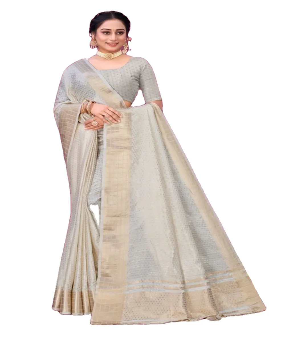 Sari sari nuova sequenza TRENDING CORDING sari abito unico moda sari lavori ricamati su ORGANZA con camicetta pesante