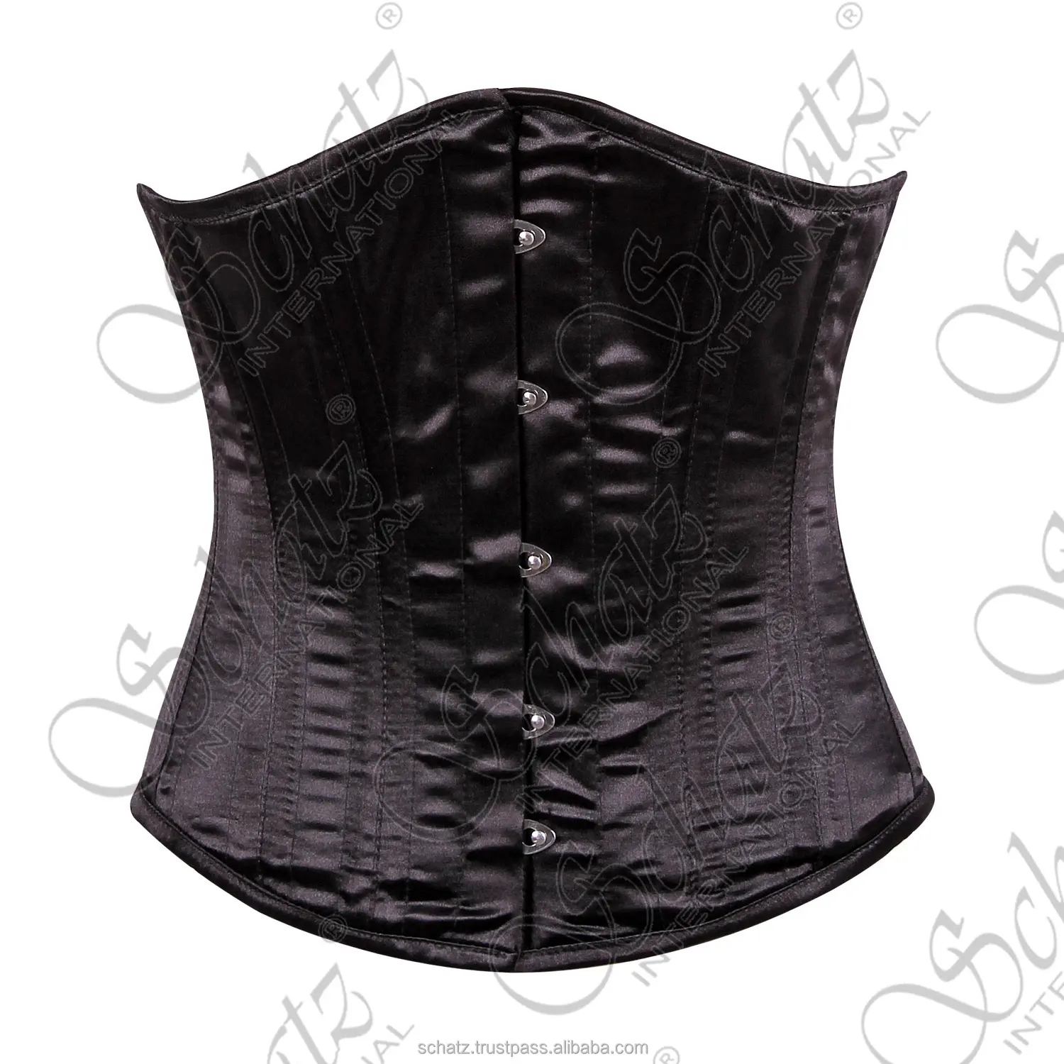 Venta superior Corsé de mujer 14 huesos de plástico Satén Underbust Corsé negro Cinturón Bustier Cintura Entrenamiento Cincher corsé para mujer