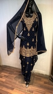 מעצב קמיז Kameez חליפת אבן Dupatta הודי ללבוש רקמה עבודת משי נטו הודי גבירותיי נשים בגדים