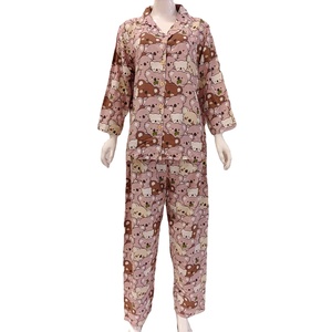 Moda primavera Novo Pijama das mulheres de Manga Comprida calças compridas Verão pijama novo das mulheres