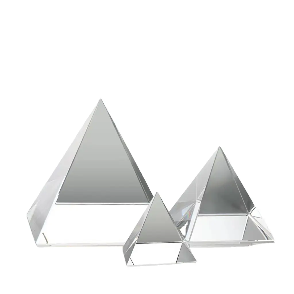 卸売ブランクK9クリスタルピラミッドプリズム光学ガラスプリズム文鎮装飾用
