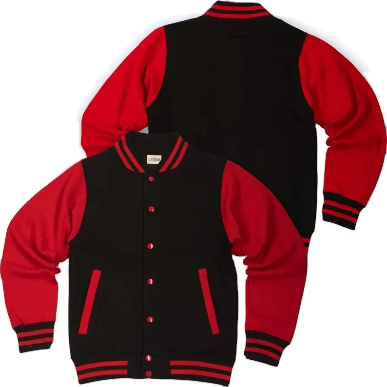 वयस्क स्वेटशर्ट वर्सिटी जैकेट काला/लाल