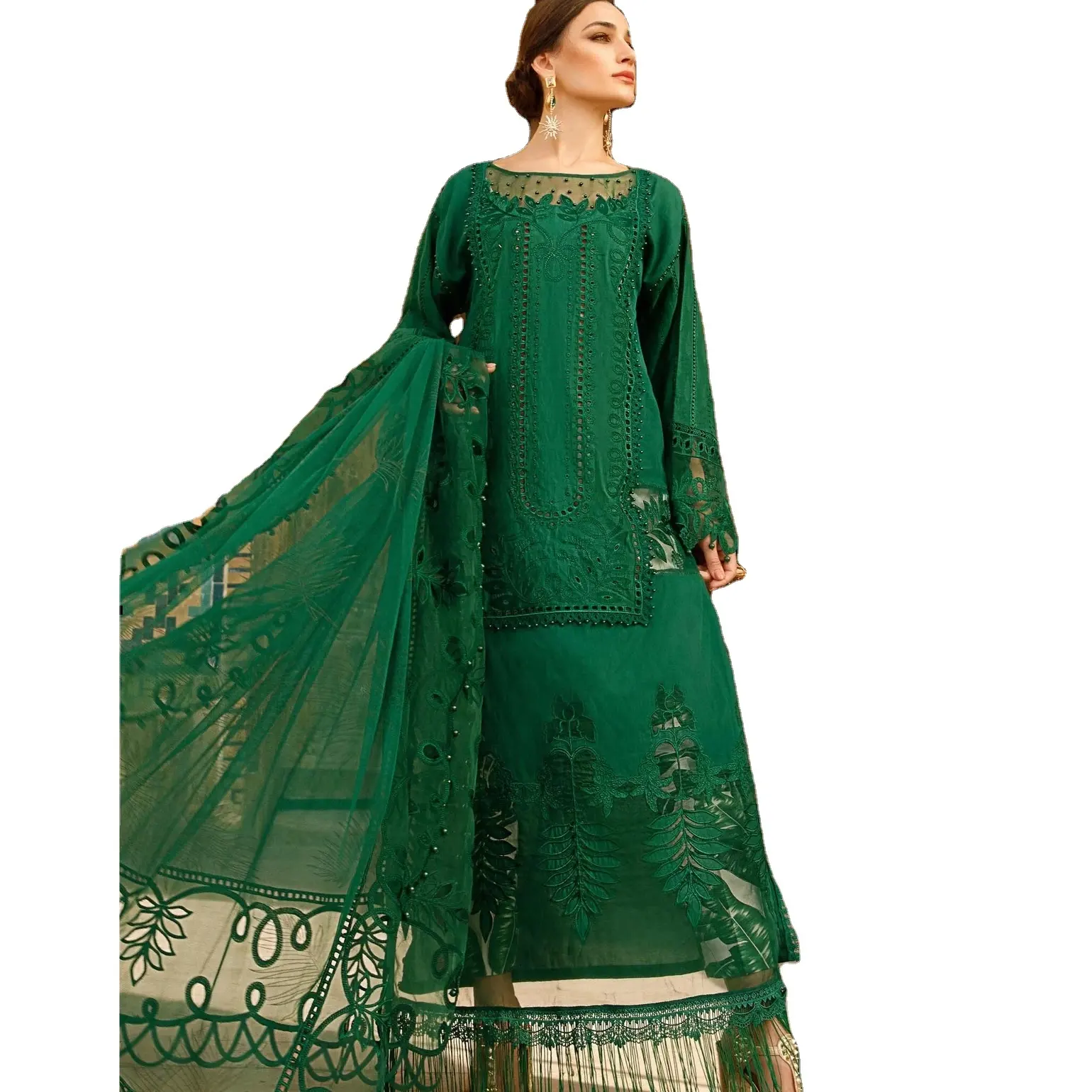 Gaun rumput mewah bermerek Pakistan India setelan bordir kualitas ekspor gaun pesta pernikahan Formal penjualan terbaik