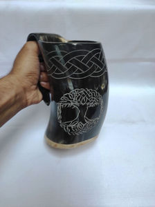 Yellow Ox Decorative Retro Horn <strong>Cup</strong> Retro Yellow Ox <strong>Artwork</strong> Beer Mug for Drinking - Product Image 3