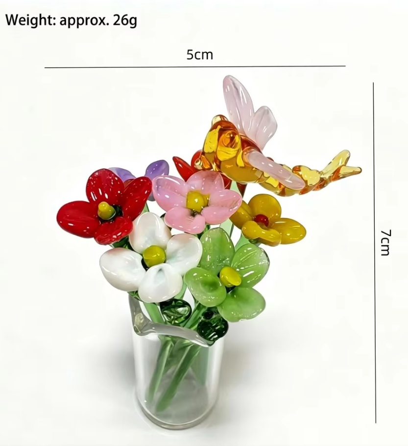 7 stems + 1 bottle + dragonfly