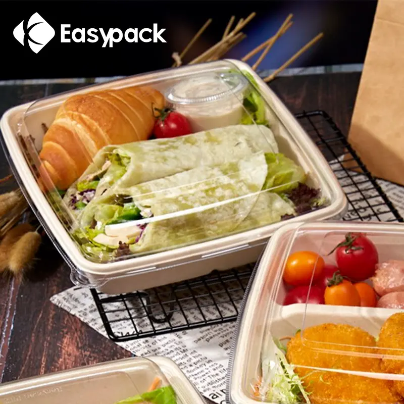 Embalagem biodegradável de 32oz para alimentos, embalagem para caixa de almoço