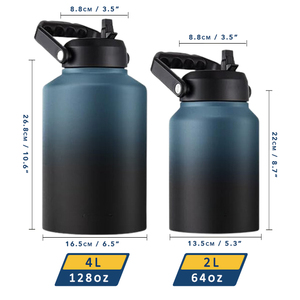 Kích thước lớn <span class=keywords><strong>64</strong></span> oz 128 OZ 2L 4L xách tay thép không gỉ 1 gallon nước Jug với rơm Nắp - Product Image 2