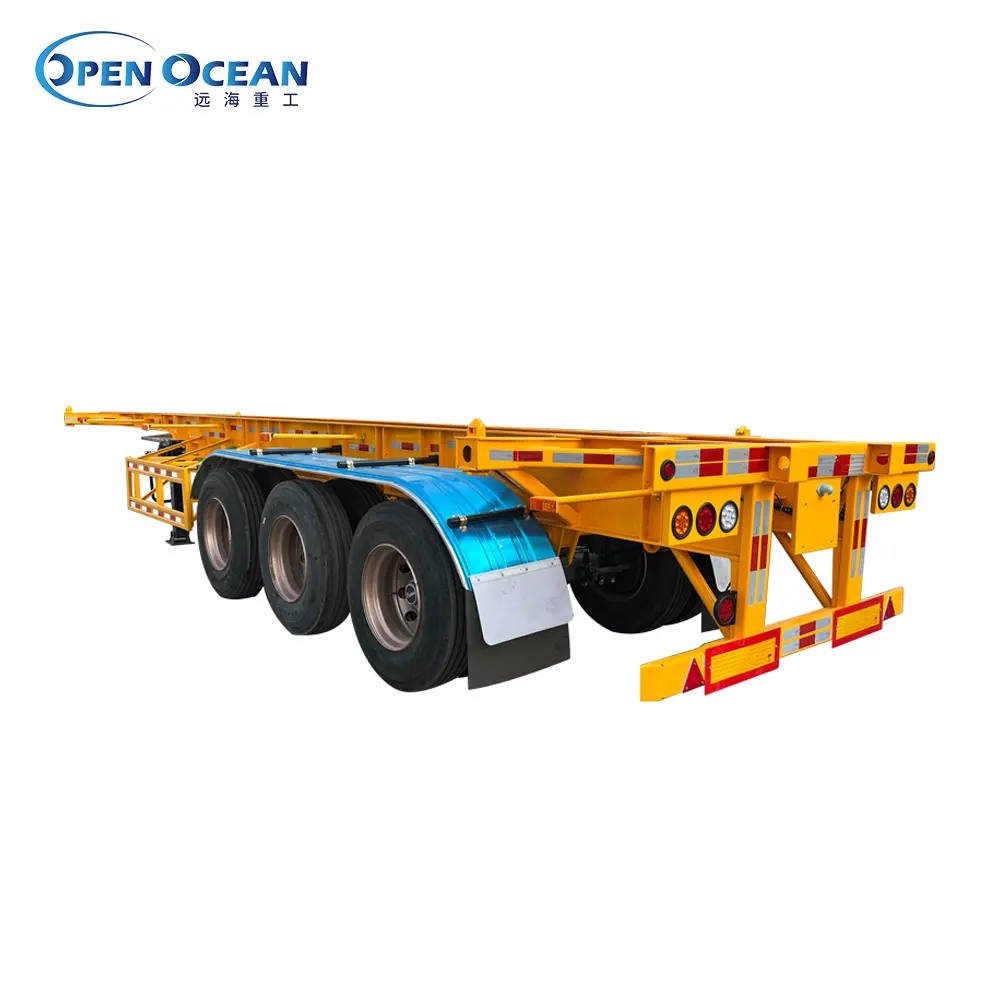 3 as roda 20ft 40 kaki Harga terbaik rangka datar Drawbar Penuh Trailer kontainer transportasi untuk dijual