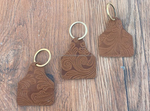 Chaveiros em couro com estampa floral, chaveiros de couro genuíno personalizados em forma única e estilo ocidental, feitos à mão