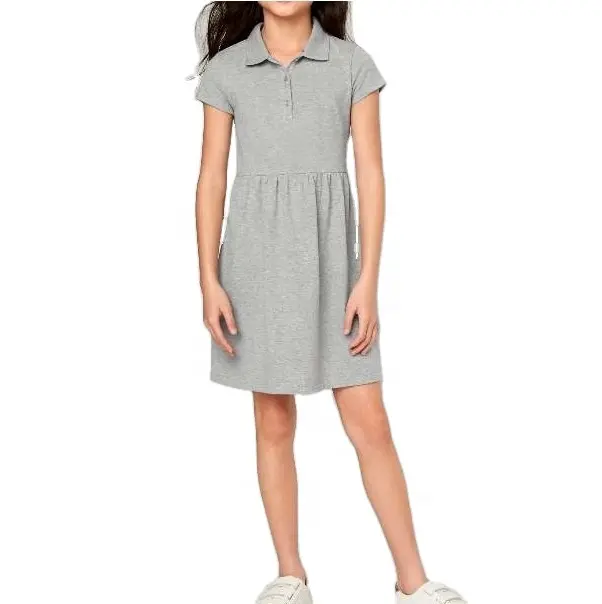 Vestido de algodón de LICRA para niñas y niños pequeños, Polo Piqué, logotipo personalizado, etiqueta privada impresa, ropa de bebé