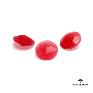 Wholesale <strong>Price</strong> 12mm Hot <strong>Pink</strong> <strong>Jade</strong> Rose Cut Round Gemstone Loose Natural Rivoli for Necklace Making Direct From Factory - Product Image 3